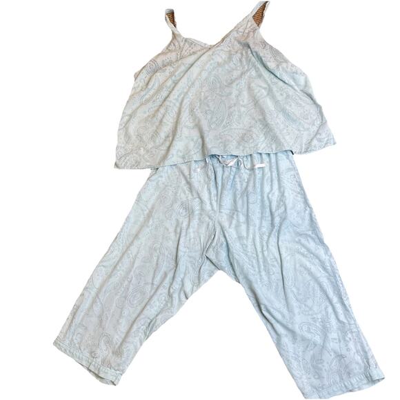 Cacique Pajama Set - 26/28W Top 18/20 Capri‎ Teal Cotton Relax Vibes Lounge - Picture 1 of 8